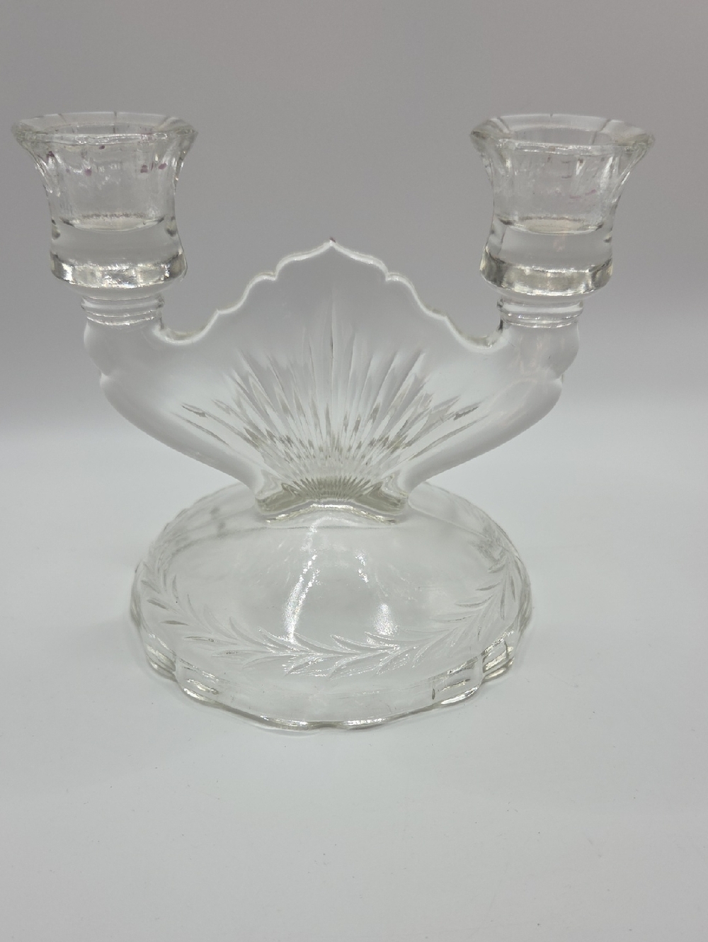Jeanette Glass Double Candle Hilder Vintage